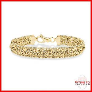 Sterling Silver Gold Plated Byzantine Bracelet 7.5 Inch Italian Made